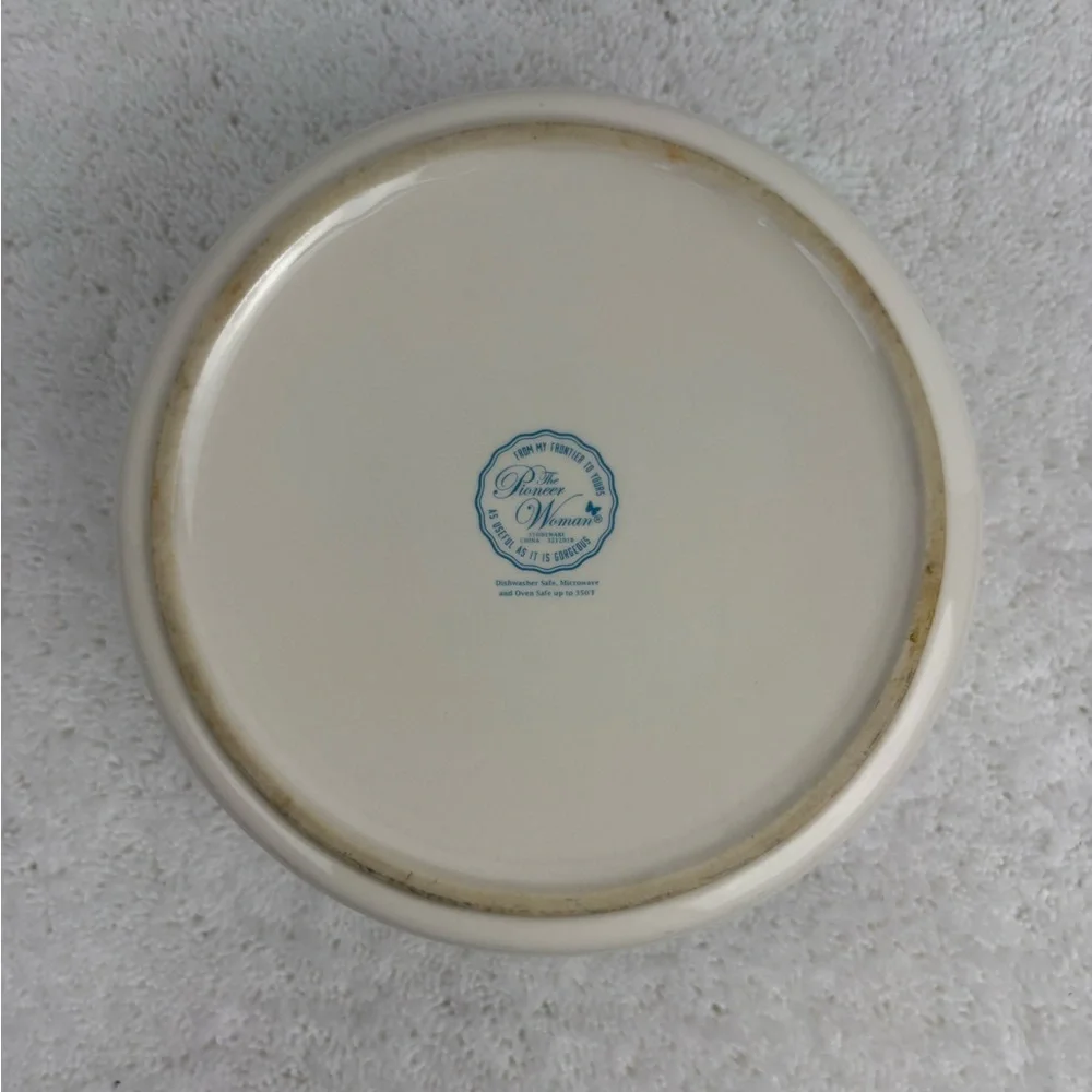 Pioneer Woman Maize Round Ceramic Nesting Bowl Featuring a Bird & Floral Pattern